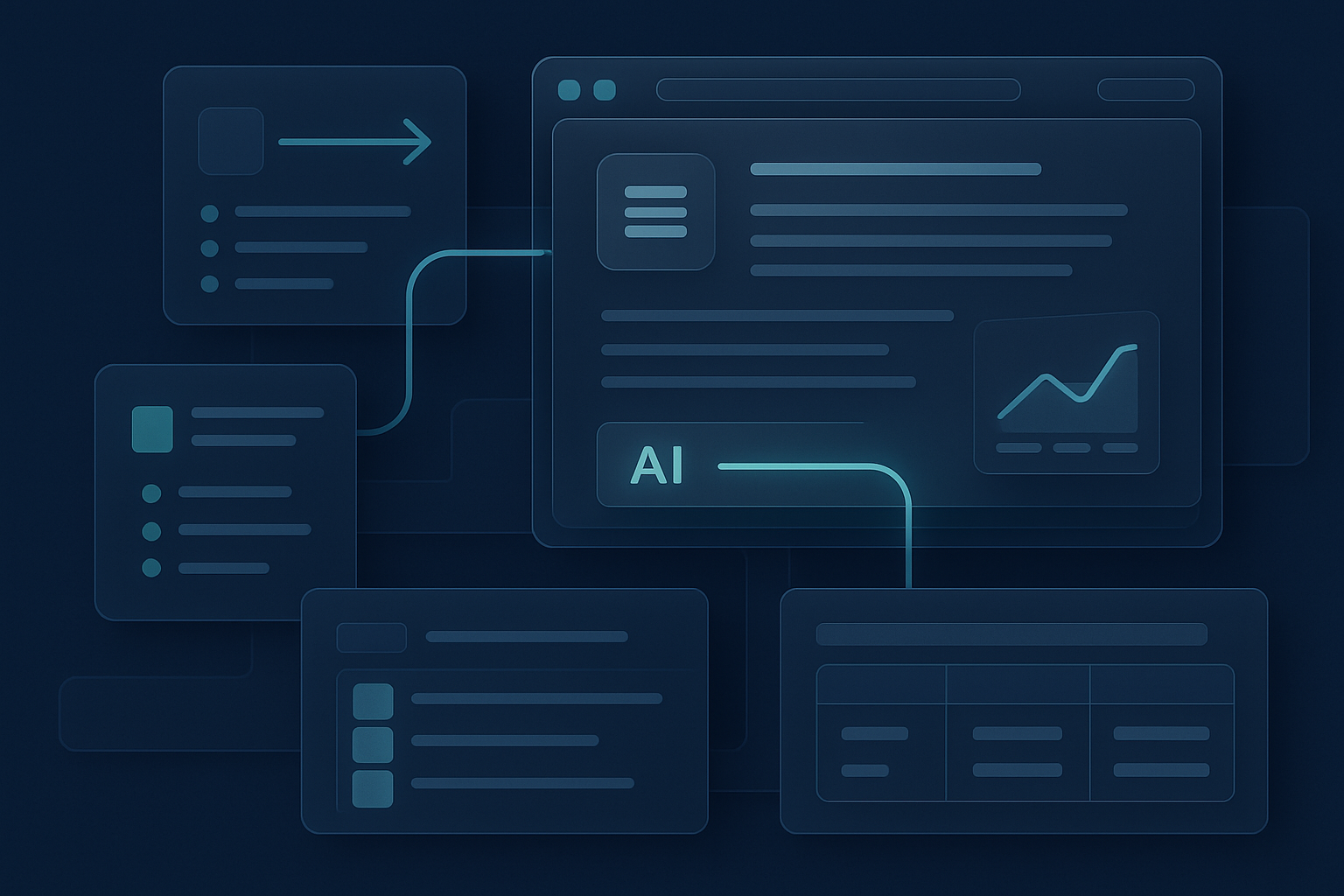 Concept illustration supporting the 'Features & Capabilities' section of the ClickUp AI review.