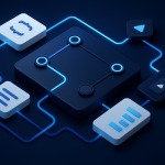 Editorial hero illustration representing Pabbly Connect as an AI-assisted software tool.