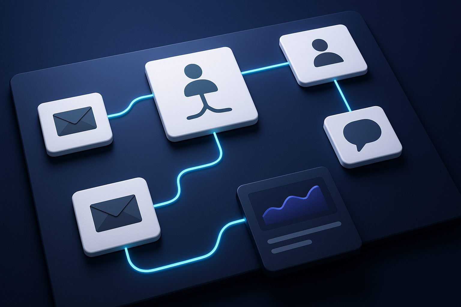 Editorial hero illustration representing Brevo as an AI-assisted software tool.