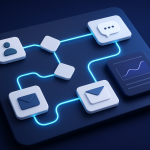 Editorial hero illustration representing Klaviyo as an AI-assisted software tool.