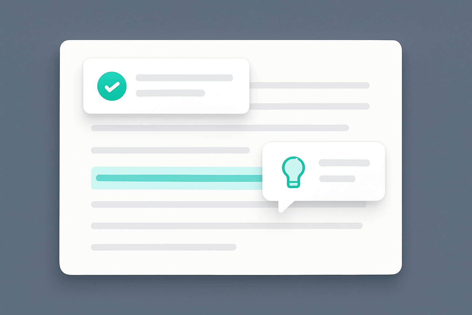 Illustration for the Features & Capabilities section of the Rytr review, showing draft-and-revision panels, sentence guidance rails, and tone-guidance side panels.
