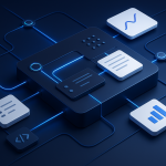 Editorial illustration for ToolJet showing developer interface ports and programmable junctions, event signals and trigger channels, and connector.