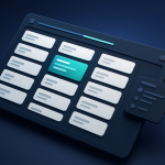 Editorial illustration for Baserow showing task stacks and execution lanes, project orchestration boards, and workspace modules and control clusters.